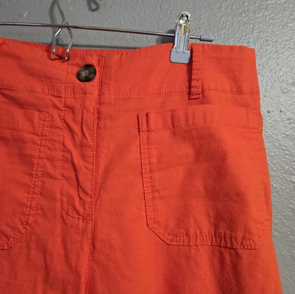Nicole Miller New York Fall Orange Wide Leg Linen Blend Pants Size 10 - Picture 3 of 13